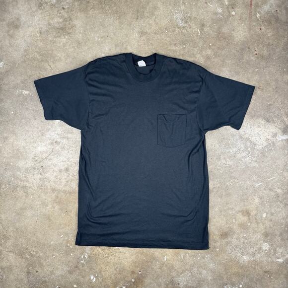 Vintage Fruit of‎ the Loom Pocket Tee Black Men’s XXL Made in USA Single Stitch - Picture 1 of 10